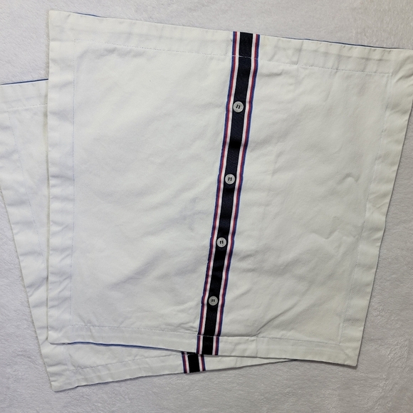 Tommy Hilfiger Pair Of Canvas Toss Pillow Covers Cases Monogrammed 20" Square - Picture 5 of 8